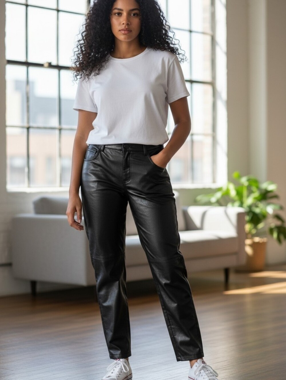 NEW JM Sportswear Faux Leather Pants for Women Sz. L NWT